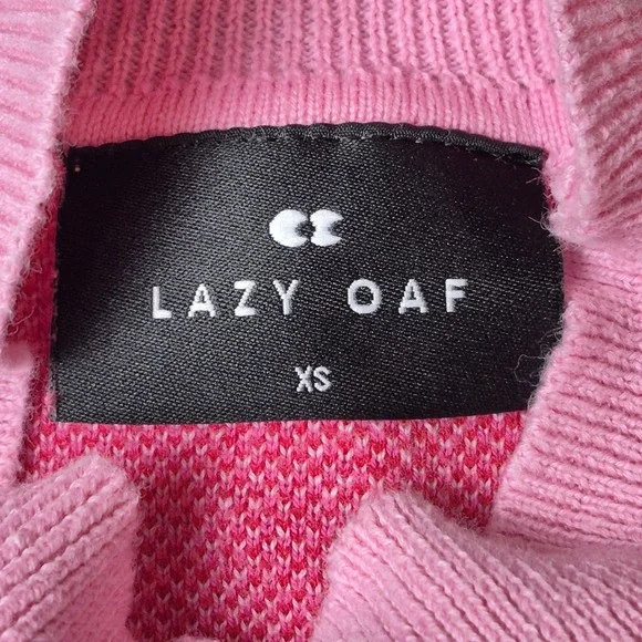 Lazy Oaf Heart Sweater Women's XS Pink Red Striped Y2K Style‎ Knit Cotton - Picture 5 of 6